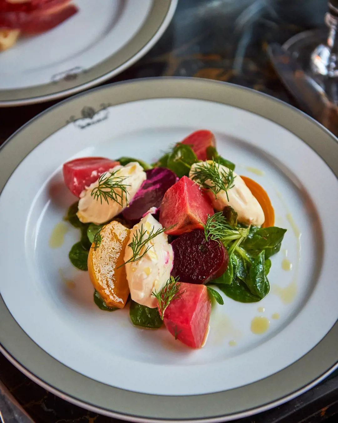 Heritage Beetroots, Mâche and Goats’ Curd Salad