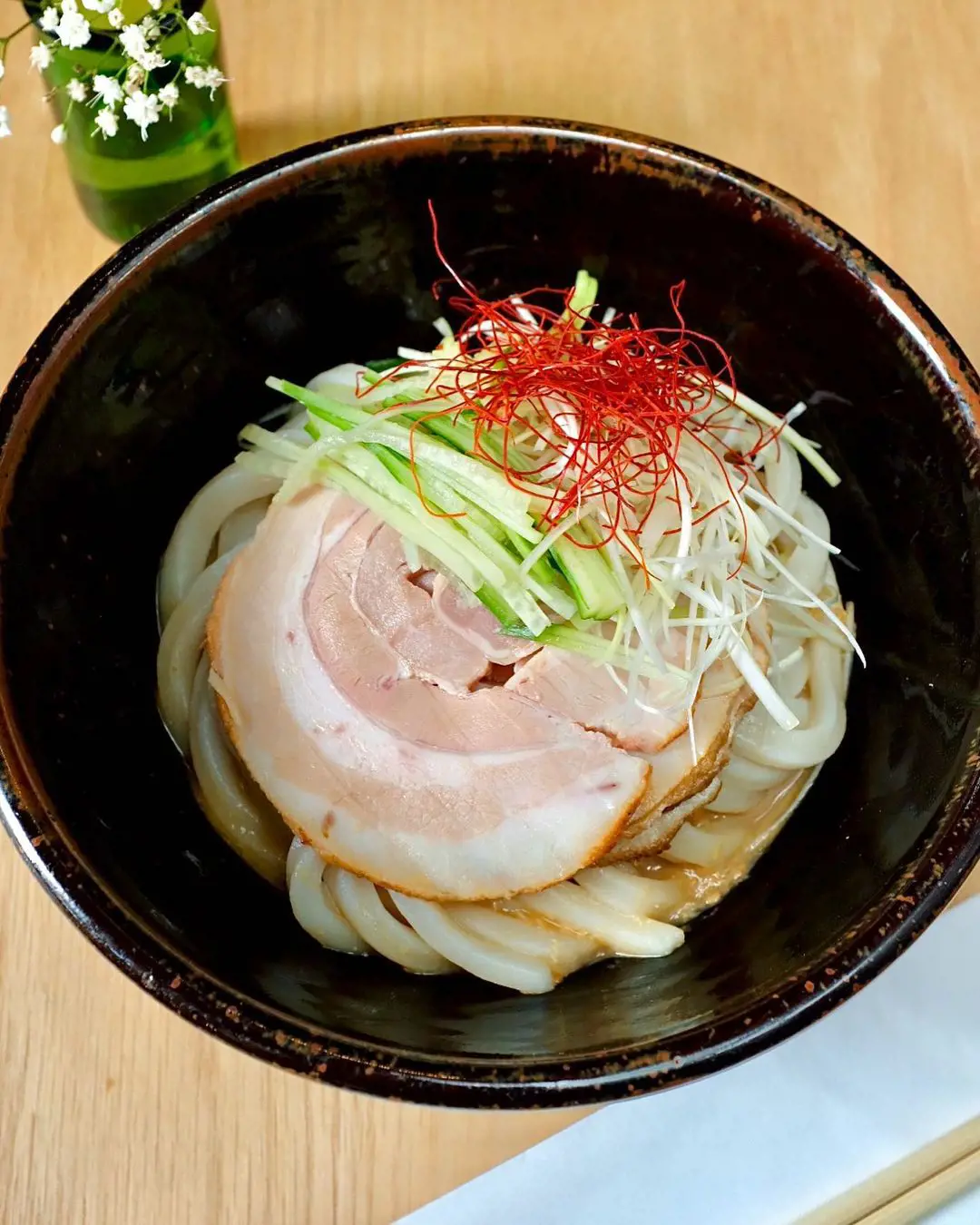 Cha-Shu pork and negi Hiyashi(cold) udon