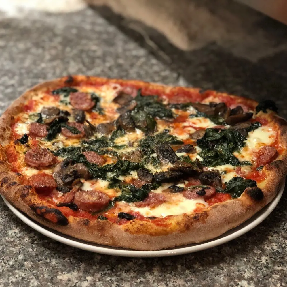 Tuscan sausages, fresh baby spinach and mushrooms