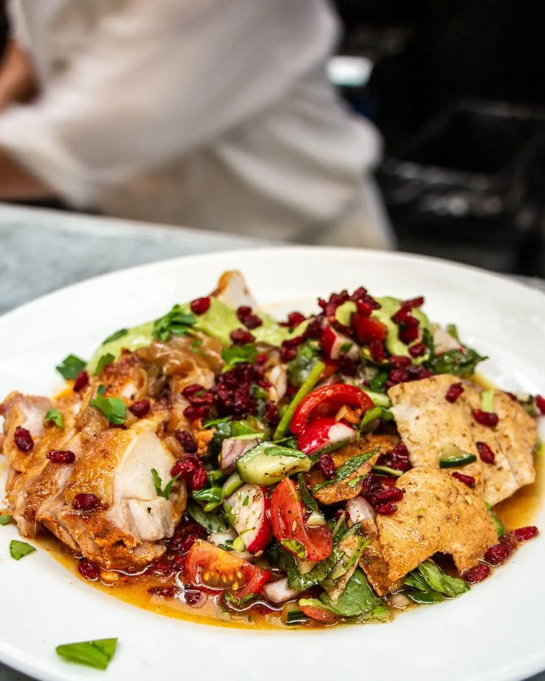 Wood roasted chicken, fattoush salad and Gaziantep pistachio sauce...