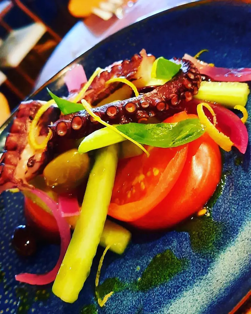 Gilled octopus with catalana salad