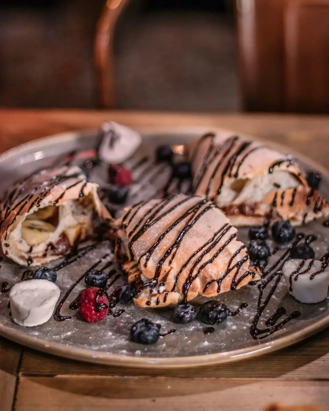 Delicious nutella Calzone's drizzled in chocolate.