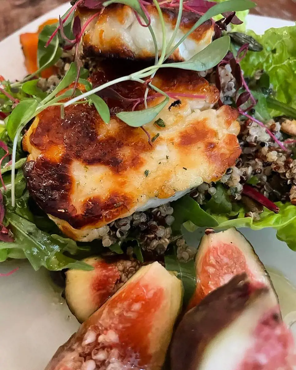Grilled Halloumi Salad with Quinoa, Sweet Potato & Figs