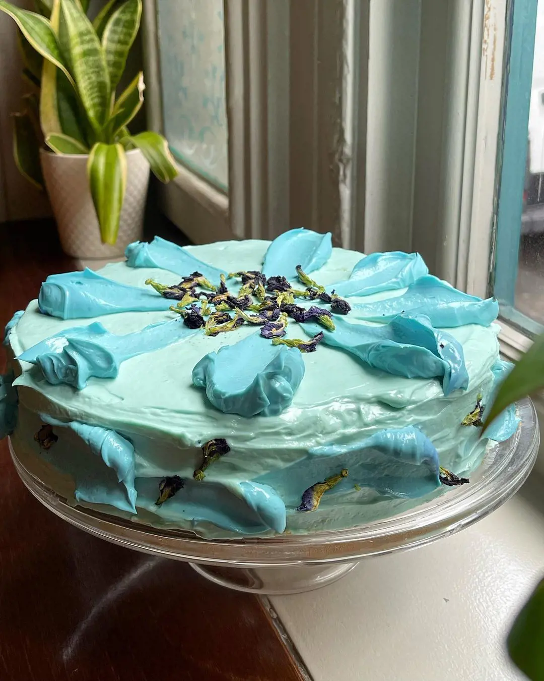 Butterfly pea cake