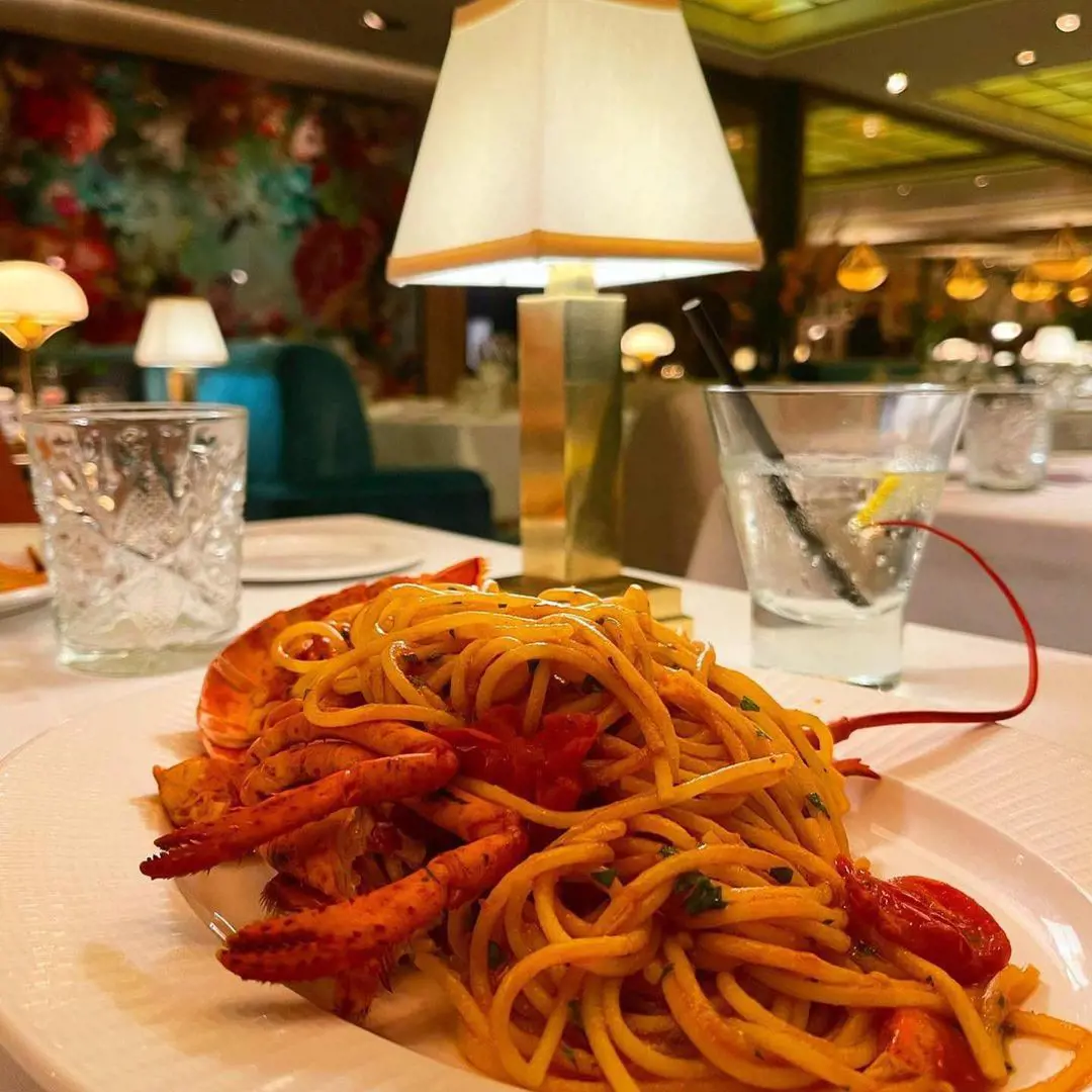 signature lobster spaghettini dish