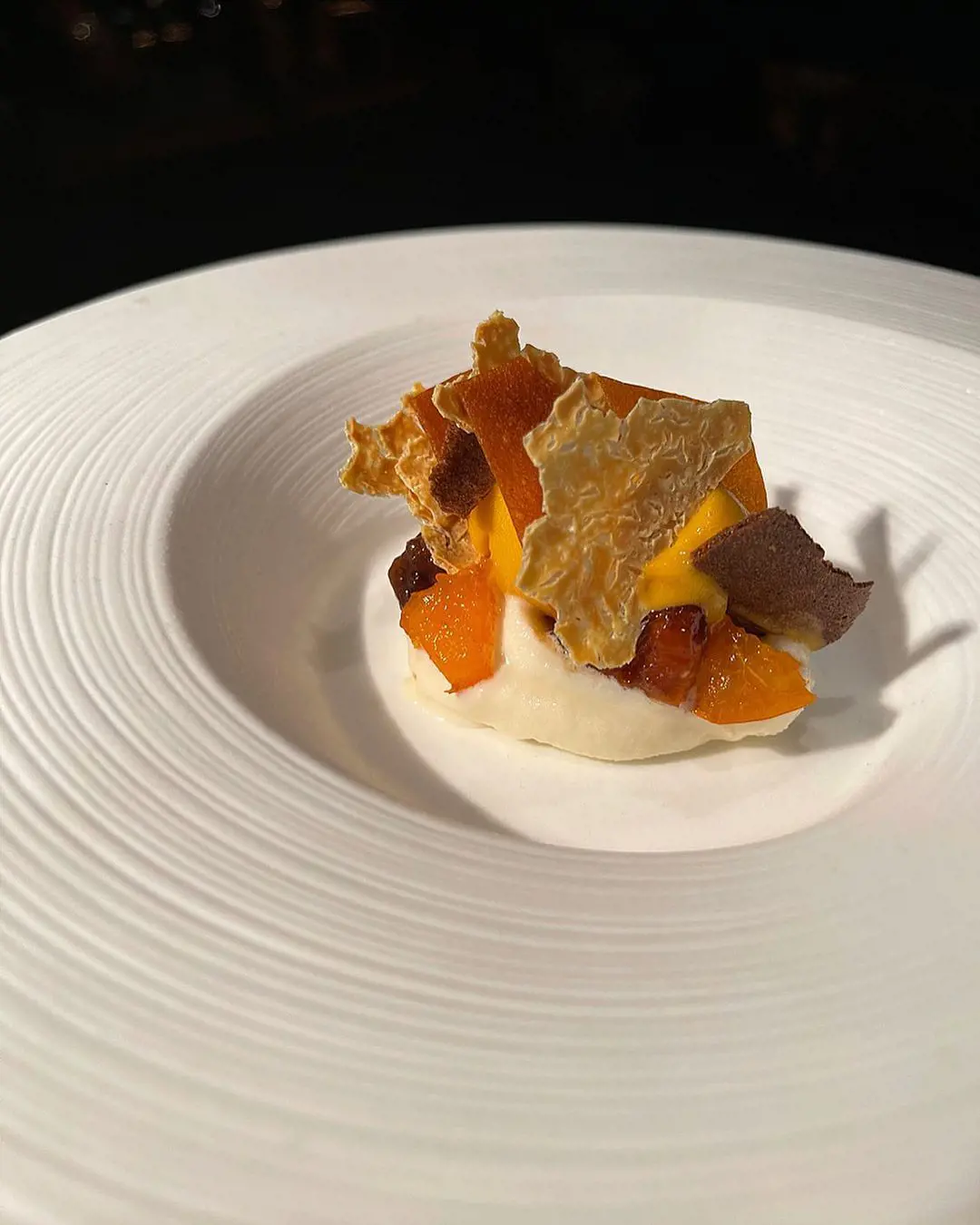 Perfectly ripe apricots, ice cream infused with the stones and a sorbet from the flesh