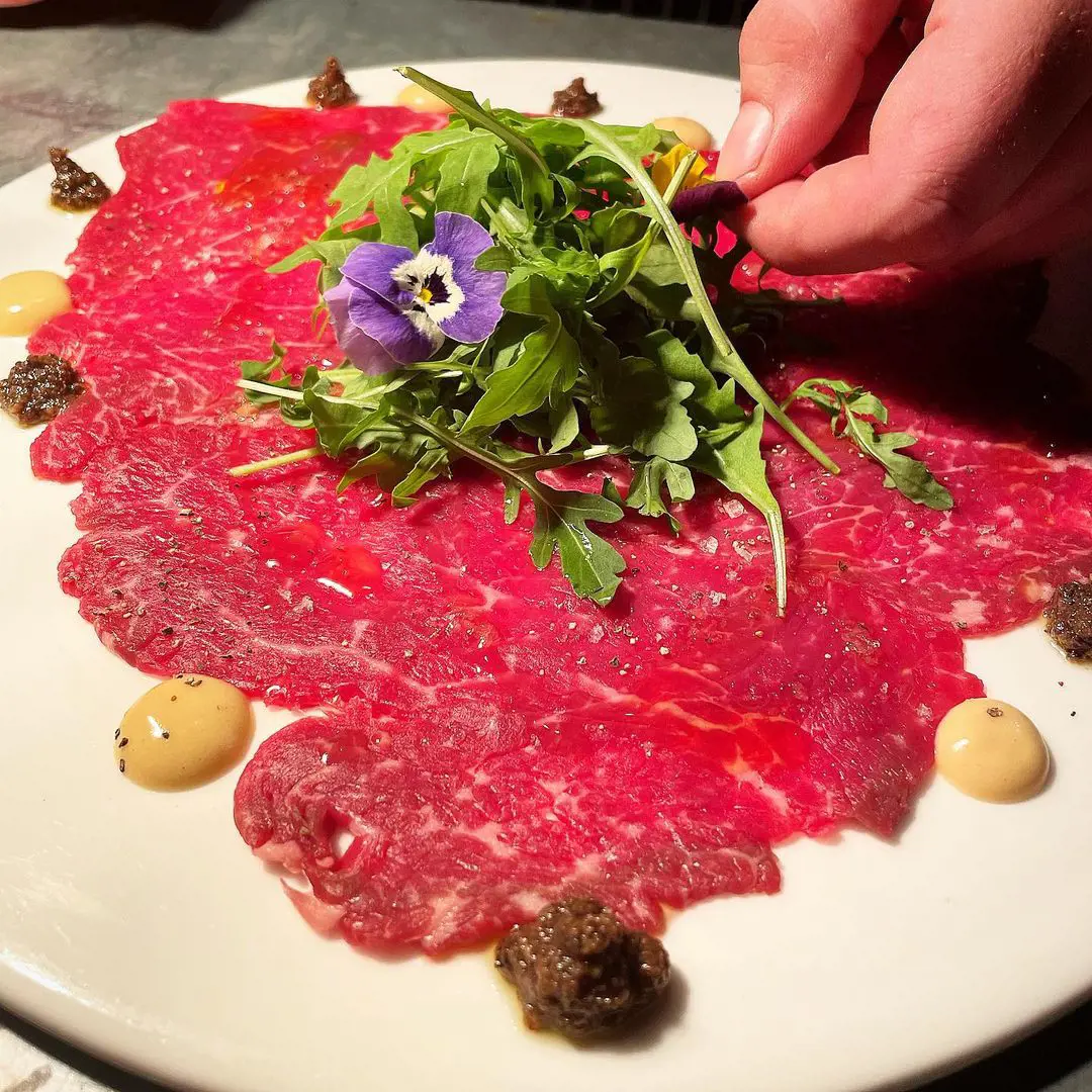 Beef carpaccio with mustard and truffle sauce