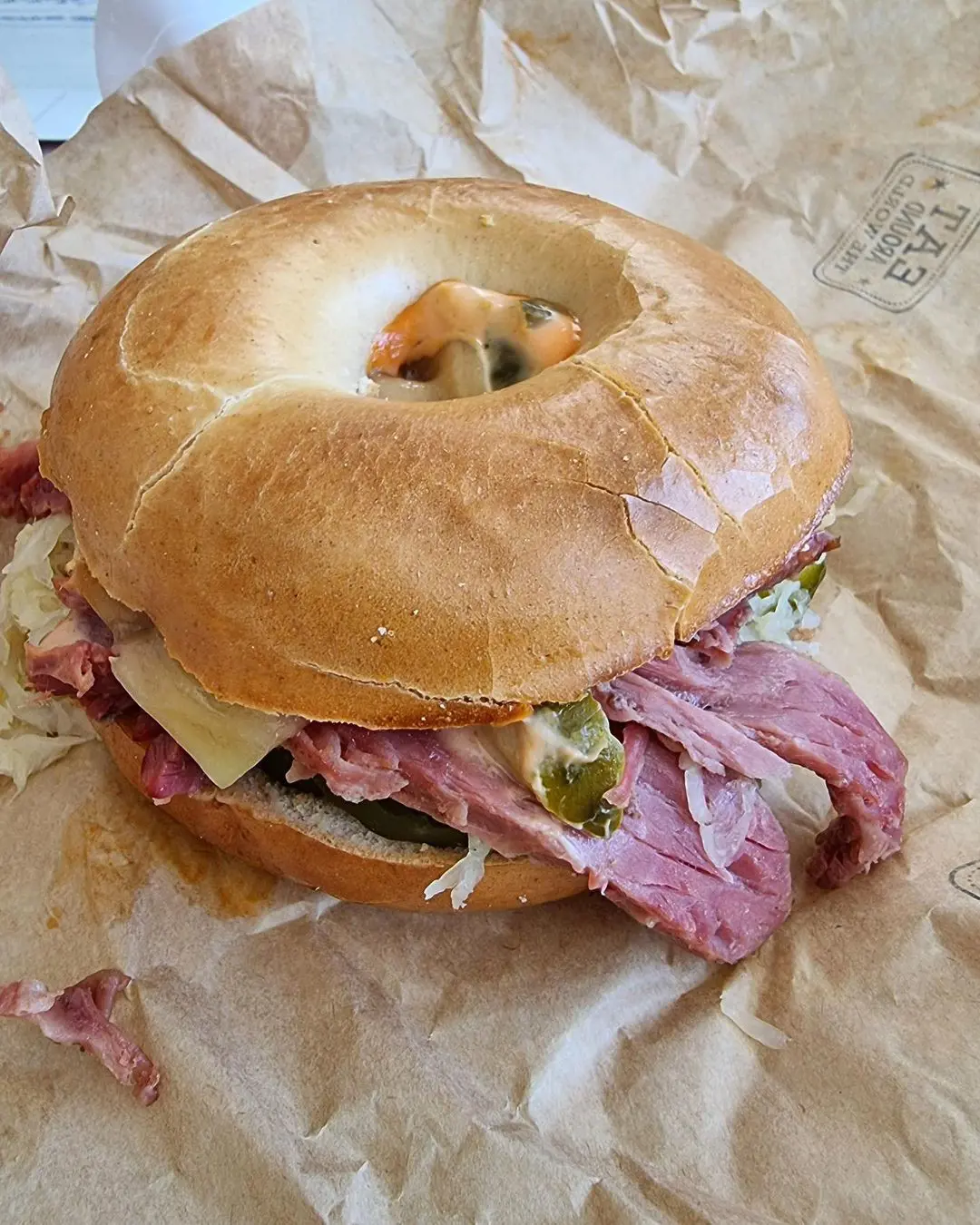The coveted hot salt beef bagel