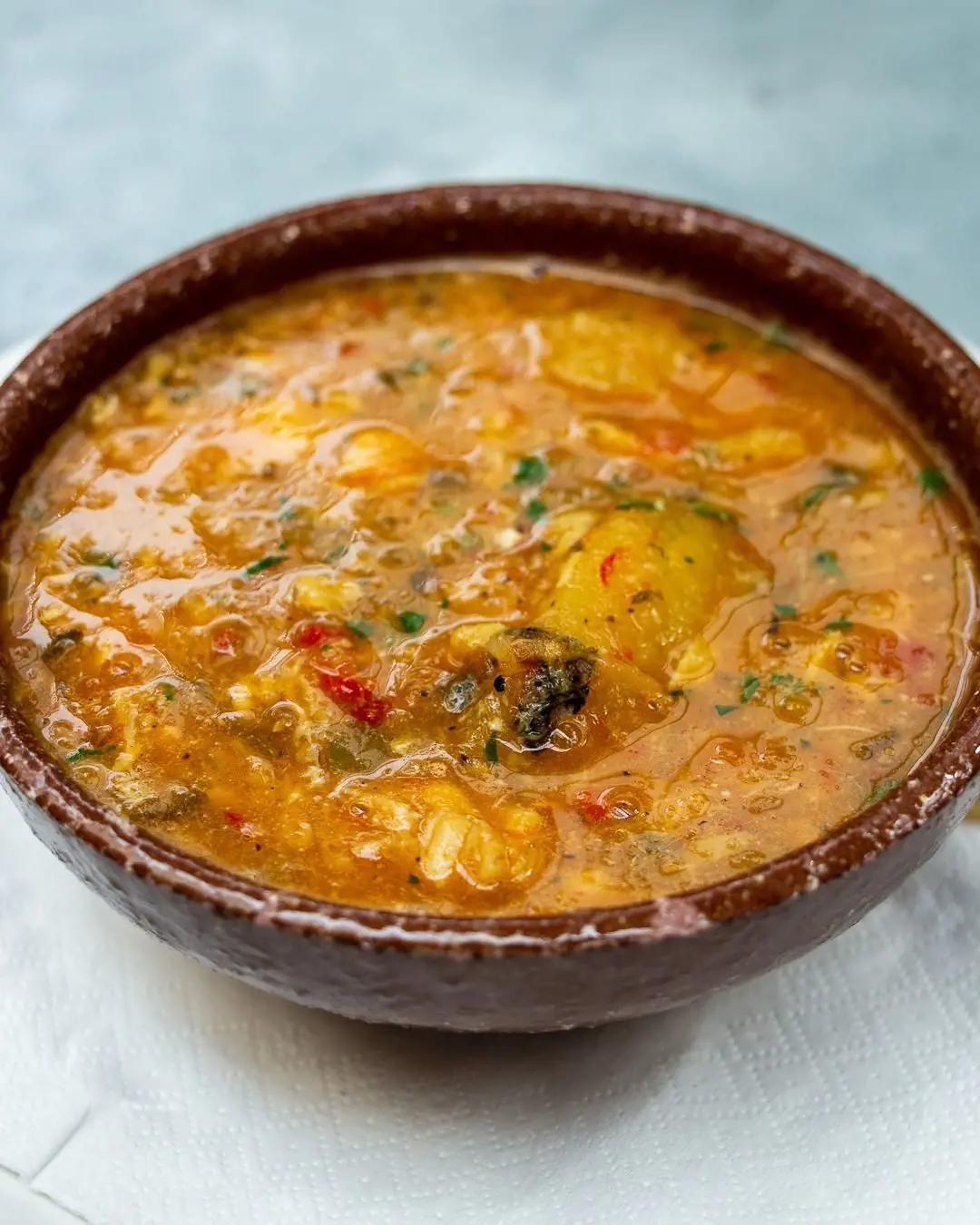 fish, potato and saffron soup