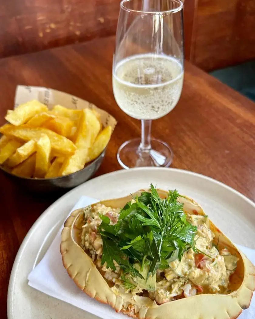 Dressed crab and chips