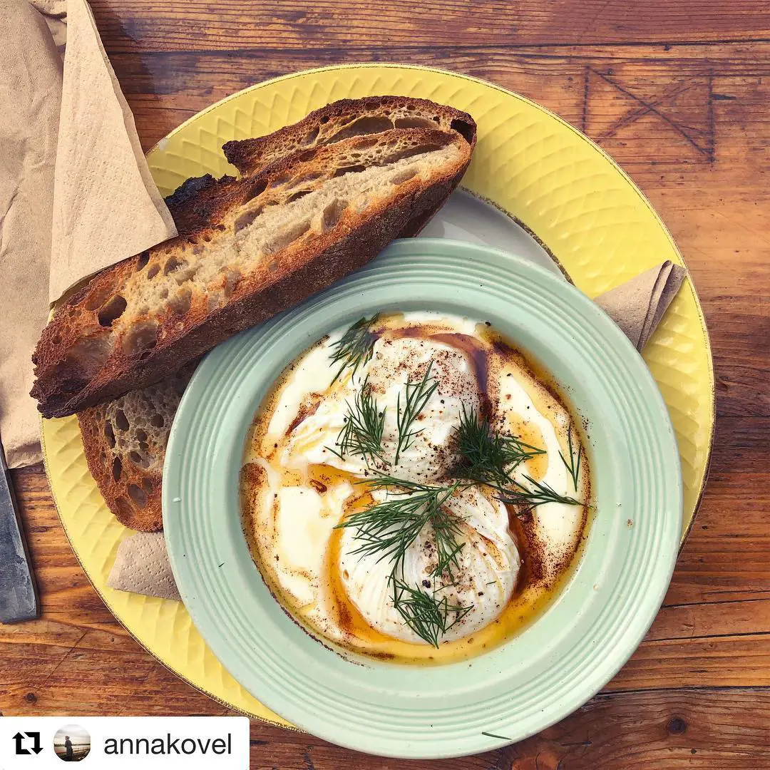 Turkish eggs with yogurt and brown butter