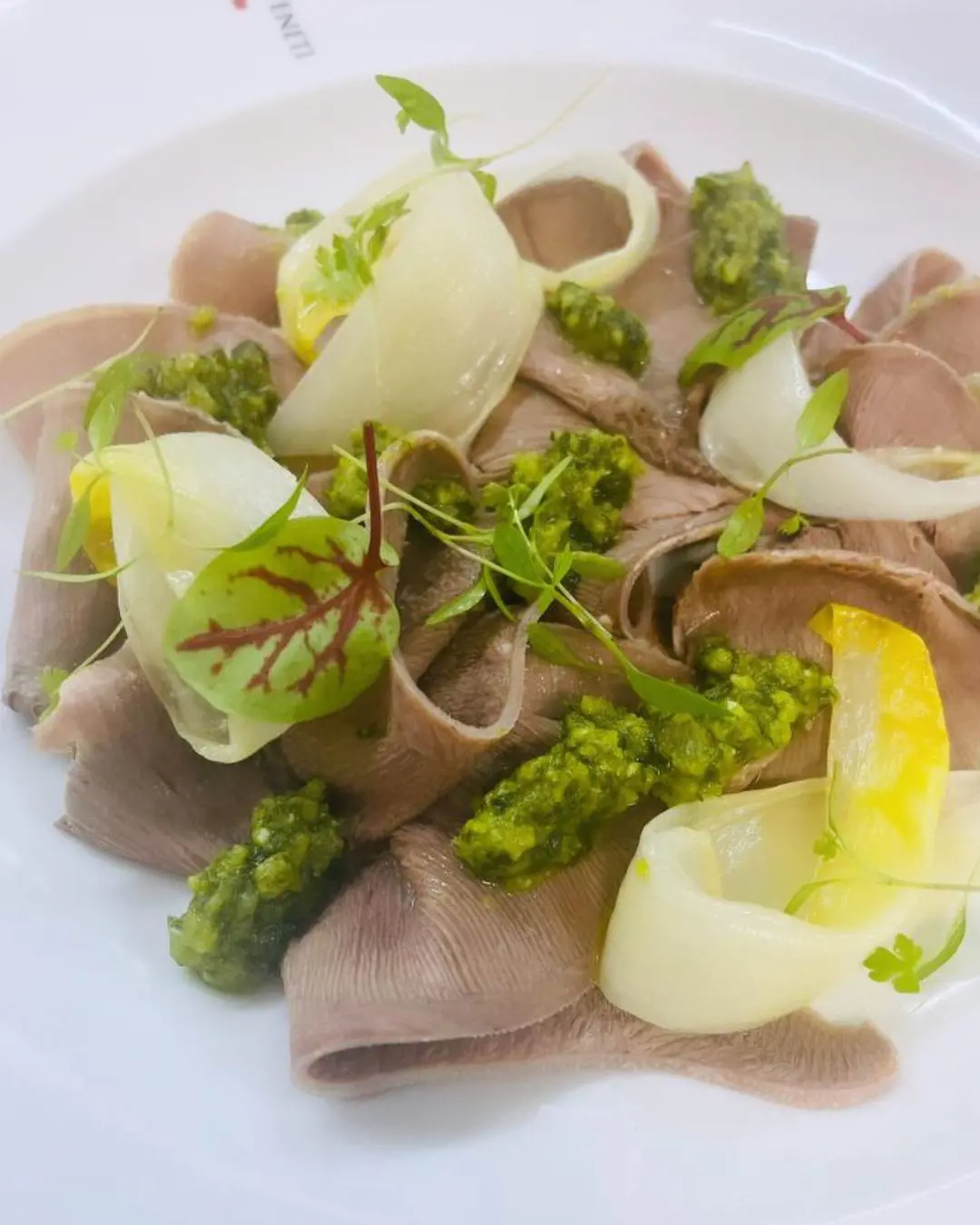 Ox tongue with chicory & salsa verde
